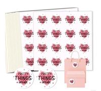 GOMAKERER 320 Pcs Pretty Things Inside Sticker, 2 Inch Pink Heart Pattern Gold Foil Seal Labels Waterproof Self-Adhesive Packaging Sticker for Business Gift Boxes Packaging