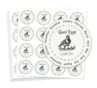 GOMAKERER 320 Pcs Quail Farm Fresh Eggs Stickers, 5cm Round Unwashed Eggs Carton Labels Sticker PET Adhesive Egg Packaging Stickers for Box Container Carton Farm Supplies