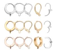 GOMAKERER 36 Pcs 304 Stainless Steel Hoop Earring Hooks Open Loop Ring, Including 12 Pcs Huggie Hoop Earrings Findings and 24 Pcs Leverback Earring Finding for Jewelry Making Crafting