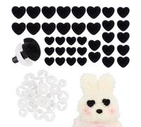 GOMAKERER 36 Sets 3 Sizes Crafting Heart Noses with Spacers, Plastic Dog Safety Noses Teddy Bear Noses Doll Making Supplies Puppy Nose for Stuffed Animals Making, Black
