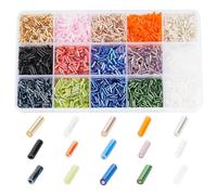 GOMAKERER 3750 Pcs 15 Colors Glass Bugle Beads, Mixed Color Screwy Long Tube Seed Clear Loose Spacer Transparent for DIY Crafting Jewelry Making