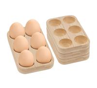 GOMAKERER 4 Pcs 24 Holes Wooden Egg Holder, 5.8 x 3.7 Inch Bamboo Egg Platter Fresh Chicken Eggs Storage Tray for Kitchen Fridge Dining Table Display
