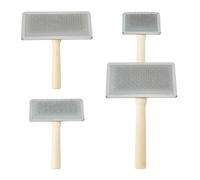 GOMAKERER 4 Pcs 4 Sizes Wool Carder Brush, Hand Carders for Wool Needle Felting Brush Needle Felting Carding Brushes Tools with Wooden Handle for Craft Felt Project