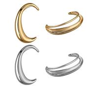 GOMAKERER 4 Pcs 4 Styles Moon Ear Cuff Earrings, Golden Silver Crescent Ear Wrap Earrings Non Piercing Climber Crawler Earring for Women