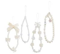 GOMAKERER 4 Pcs Beaded Phone Charm, Butterfly Bow Knot Decorative Lanyard Strap Cute Phone Charms for Cellular Telephones Keychain Backpack Wallet Pendants Decor