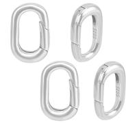 GOMAKERER 4 Pcs Rhodium Plated 925 Sterling Silver Trigger Spring O Rings 12x7x1.5mm, Spring Gate Rings Oval Carabiner Clip Snap Spring Round Keychain for Bag Purse Shoulder Strap Key Chains