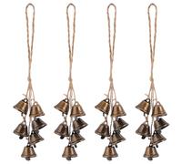 GOMAKERER 4 Pcs Witch Bells, 9.84 Inch Witch Wind Chime Handmade Witchcraft Bells for Boho Home Room Garden Decor