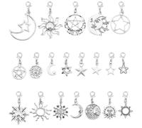 GOMAKERER 40 Pcs 20 Styles Star Zipper Pull Charm, Moon Sun Alloy Zipper Pendant Star Clip on Charm Decoration for Luggage Backpacks