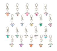 GOMAKERER 40 Pcs Angel Keychains, Colorful Angel Wing Key Charms Fairy Wing Glass Polymer Clay Keyring Hanging with Alloy Swivel Clasps Purse Pendants for Car Bag Hanging Ornaments, Mixed Color, about