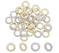 GOMAKERER 40 Pcs Hammered Round Connector Rings, 2 Colors 10mm Alloy Plating Hollow Ring Links Circle Charm Frame Metal Open Bezels for DIY Bracelet Necklace Earrings Jewelry Making