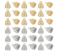 GOMAKERER 40 Pcs Metal Cord Ends, 2 Colors Tibetan Style Cord End Caps Tassel Caps Bail Small Column End Caps Thread Ends for Beading Cord Wire Thread Jewelry Making