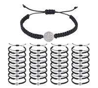 GOMAKERER 40 Pcs Saints Benedict Medal Bracelet, Cross Woven Rope Bracelet My Saint My Hero Benedictine Blessing Bracelets Adjustable Woven Bracelets for Easter Baptism Faith Jewelry