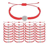 GOMAKERER 40 Pcs Saints Benedict Medal Bracelet, Cross Woven Rope Bracelet My Saint My Hero Benedictine Blessing Bracelets Adjustable Woven Bracelets for Easter Baptism Faith Jewelry