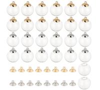 GOMAKERER 40 Sets 2 Colors Glass Globe Charms 18mm, Clear Bottle Pendants Mini Glass Orbs Wish Bottle Charms with Brass Caps Blown Ball Bottle Charm for Jewelry Making Necklace Earring Accessory
