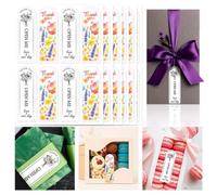 GOMAKERER 400 Pcs Food Baking Seal Stickers, Open Me Packaging Lollipop Sealing Labels Self Adhesive Bakery Stickers for Cake Box, Tins, Jars, Coffee Cups, Gift Wrapping, 3.9 Inch Long