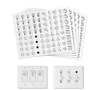 GOMAKERER 400pcs Light Switch Sticker Labels, 20 Designs Transparent Switch ID Stickers Black Switchboard Label Decals for Home, Kitchen, Bathroom, Office School, 19x19mm