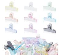 GOMAKERER 45 Pcs 9 Colors Large Clear Binder Clips, 2.9 Inch Plastic Bag Clip Wide Mouth Seal Clamp Colorful Office Paper Clamps Decorative Binder Clamps for School Office and Kitchen Storage