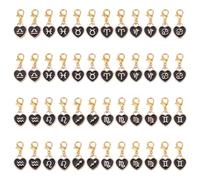 GOMAKERER 48 Pcs 12 Constellation Heart Charms, Alloy Zodiac Sign Dangle Pendants with Lobster Claw Clasp Black Enamel Birthday Sign Lucky Zipper Pull Charms for Bracelet Necklace Earring Making