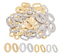 GOMAKERER 48 Pcs Hammered Oval Connector Rings, 2 Styles 201 Stainless Steel Hollow Ring Links 2 Colors Frames Connectors Ring Jewelry Links for Earrings Bracelet Necklace Jewelry Making
