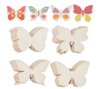 GOMAKERER 48 Pcs Wooden Butterfly Cutouts, 4 Styles Natural Unfinished Butterfly Slices Blank Butterfly Shaped Wood Cutouts Wooden Butterfly Guestbook Card for DIY Painting Craft Wall Decoration
