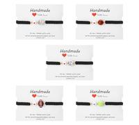 GOMAKERER 5 Pcs 5 Styles Sport Theme Bracelets, Adjustable Woven Basketball Rugby Volleyball Football Tennis Bracelets Friendship Acrylic Sport Bracelet for Team Charm Jewelry Gifts