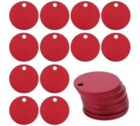 GOMAKERER 50 Pcs 1.18 Inch Blank Pet ID Tags, Double Sided Engravable Red Aluminum Flat Pet Tags for Dogs and Cats DIY Engravable Pets ID Charms for Crafts and Pets Safety