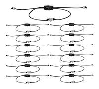 GOMAKERER 50 Pcs Heart Matching Bracelets, Black Adjustable Woven Cord Bracelets With Heart Alloy Charm String Bracelet for Friendship Couples Women Gifts