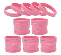 GOMAKERER 50 Pcs Pink Ribbon Bracelets, Awareness Ribbon Bracelet Charity Event Favors Bracelets Supplies for Women Survivors - Fundraising, Charity, Walks（10 Sets of 5 Pcs）