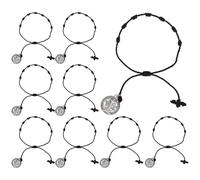 GOMAKERER 50 Pcs Rosary Bracelet Bulk, Adjustable Bracelet Pray Decade Saints Black String Crucifix Bracelets for Easter Baptism Festival Jewelry Gifts