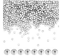 GOMAKERER 500 Pcs 2mm Cube Spacer Beads, Real Platinum Plated Square Brass Beads Metal Loose Spacer Bead for DIY Craft Bracelet Necklace Jewelry Making, 1.2mm Hole
