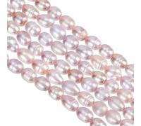 GOMAKERER 55 Pcs Natural Pearl Beads 6mm, Thistle Natural Cultured Freshwater Pearl Beads Glossy Rice Shape Pearls for Necklace Jewelry Making 1 Strand(0.7mm Hole)