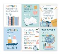 GOMAKERER 6 Pcs Boho History Posters, Social Studies Print Posters, Creative History Classroom Decor, Unframed Colorful Learning Wall Art Posters for Home Office School, 40x30cm
