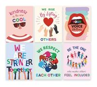 GOMAKERER 6 Pcs Classroom Kindness Posters, Colorful Diversity Posters Unframed Body Elements Posters Inspirational Multicultural Classroom Decor for Home School Classroom, 40x30cm