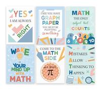 GOMAKERER 6 Pcs Motivational Math Wall Art Posters, Boho Math Print Posters Creative Math Classroom Decor Unframed Colorful Learning Wall Art Posters for Home Office School, 40x30cm