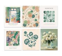 GOMAKERER 6 Pcs Sage Green Wall Art Prints, Oil Paint Abstract Wall Art Aesthetic Posters, Matisse Wall Decor for Living Room, Bedroom, Office, Home Decorations (20.5cmx25.5cm Unframed)