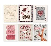 GOMAKERER 6 Pcs Trendy Leopard Canvas Wall Art Prints, Lip-Bill Pattern Wall Art Aesthetic Posters pink Boots Wine glass Wall Decor for Bedroom Gallery Home Decoration, 8 x 10 Inch Unframed