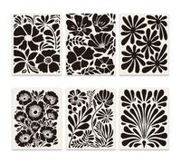 GOMAKERER 6 Pcs Vintage Abstract Black and White Florals Wall Art Prints, Modern Abstract Floral Pictures Trendy Vintage Black Beige Floral Posters Set for Home Decoration, (20.5x25.5cm Unframed)