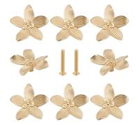 GOMAKERER 6 Sets Cabinet Knobs, 5.8cm Golden Flower Kitchen Dresser Drawer Knob Cabinet Hardware Alloy Knobs for Home Cupboard Wardrobe Bathroom Hardware