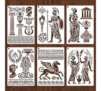 GOMAKERER 6 Sheets Ancient Greek Culture Stencils for Painting, 6 Styles Greek Architecture Character Drawing Template Reusable Ancient God Anubis Art Stencil for DIY Wall Art Craft Projects