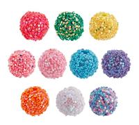 GOMAKERER 60 Pcs 10 Colors Glitter Focal Beads, 16mm Round Acrylic Beads with Sequin Glitter Sugar Bubblegum Spacer Bulk Bead for Jewelry Making DIY Pens and Keychain