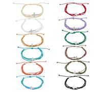GOMAKERER 60 Pcs Cross Bracelets, Handmade Faith Woven String Bracelet Adjustable Alloy Cross Woven Bracelets Hope Blessed String Bracelet for Women men