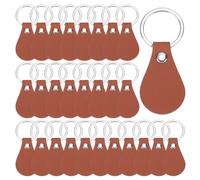 GOMAKERER 60 Pcs PU Leather Key Fob Kits, Blank Keychain with Rivets and Key Rings Swivel Hook Keyring for DIY Engraving Supplies Gifts Making Leather, Brown