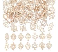 GOMAKERER 70 Pcs 7 Styles Hollow Alloy Connector Charms, Light Gold Baroque Style Filigree Links Sunflower Chinese Knot Lotus Connector Pendants with 2 Holes for Jewelry Making