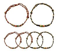 GOMAKERER 8 Pcs 2 Colors Woven Wrap Friendship Bracelets, Adjustable Colorful Beaded String Bracelet with Lucky Fish Charm Handwoven Colorful String Hand Chains Handcrafted Bangles for Women