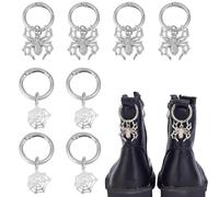 GOMAKERER 8 Pcs 2 Styles Gothic Spider Shoe Charms, Spider Web Shoe Chains with Spring O Ring Punk Retro Boot Charms for Clogs, Sneakers, Bag Charms, Keychain, Halloween Party Favors