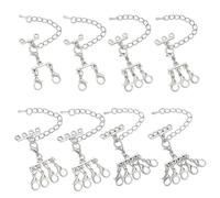 GOMAKERER 8 Pcs 4 Styles Multi Strand Clasps with Lobster Clasps, 2/3/4/5 Loops Alloy Necklace Bracelet Layering Clasps Silver Layered Clasps Connector for Bracelet Necklace Jewelry, 91~100mm