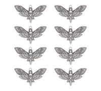 GOMAKERER 8 Pcs Skull Moth Charm, Antique Silver Tibetan Style Hawkmoth Pendant Alloy Gothic Moth Charms Death Head Insect Jewelry Charms for Bracelet Necklace Jewelry Making Halloween