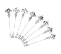 GOMAKERER 8 Pcs Vintage Tibetan Silver Flower Hat Pins, 2.9 Inch Zen Lotus Brass Alloy Stick Pins with Ear Nuts Decorative Long Needle Pins for Hats, Ties, Scarves, Suits & Cardigans