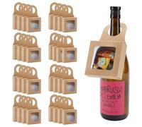 GOMAKERER 80 Pcs Paper Wine Bottle Box with Window, Small Hanging Gift Boxes Hanger Foldable Wine Bottle for Valentines Candy Truffles Chocolate Cookies Packing(3.5x3.1x6.5Inch)