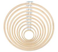 GOMAKERER 9 Pcs 9 Sizes Wooden Embroidery Hoops, 74~260mm Adjustable Embroidery Ring Hoop Round Bamboo Cross Stitch Hoops for Needlework Art Craft Sewing
